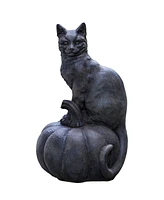 Campania International Cat on Pumpkin Garden Statue