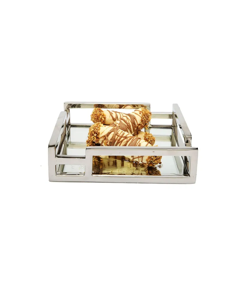 Classic Touch Square Mirror Tray with Layered Loop Design
