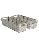 Design Imports Seagrass Bin Metallic Trapezoid Set of 2