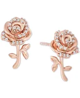 Enchanted Disney Diamond Rose Belle Stud Earrings (1/10 ct. t.w.) in 14k Rose Gold