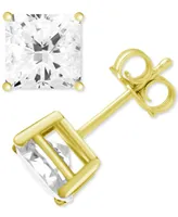 And Now This Silver Plated Square Cubic Zirconia Stud Earrings