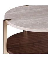 Southern Enterprises Valera Round End Table with Faux Marble Top