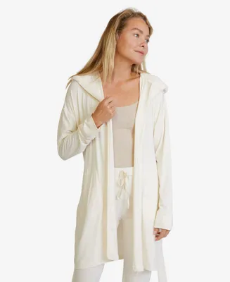 Nine Space Women's Hooded Jersey Robe and Pants Loungewear