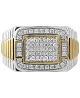 Men's Diamond Two-Tone Cluster Ring (1/2 ct. t.w.) in 18k Gold Over Silver