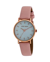 Laura Ashley Women's Slim Clean Pink Polyurethane Strap Watch 34mm