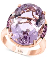 Lali Jewels Pink Amethyst (17-1/4 ct. t.w.) & Pink Sapphire (1/8 ct. t.w.) Ring in 14k Rose Gold