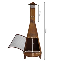 70-Inch Rustic Chiminea Outdoor Fireplace - Outdoor Wood-Burning Chiminea Fire Pit - Steel Chimenea for Backyard or Patio
