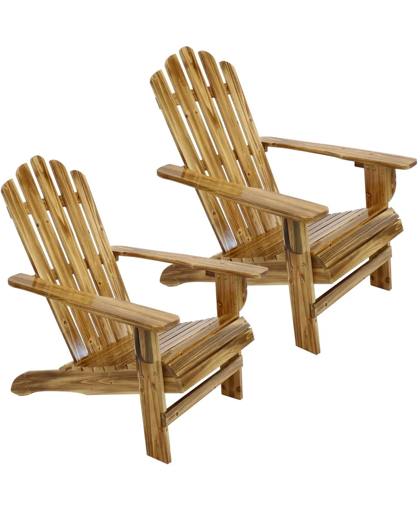 Outdoor Natural Fir Wood Rustic Lounge Backyard Patio Adirondack Chair - Light Charred Finish