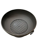 30-Inch Large Outdoor Fire Pit - Wood Burning Fire Pit for Outside with Poker and Screen - Black Finish - Regal Cauldron