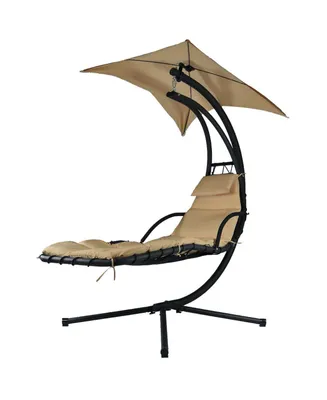 Floating Chaise Lounger Swing Chair with Umbrella Canopy