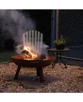 24-Inch Rustic Cast Iron Fire Pit Bowl with Handles - Lightweight Design - Unique Rust Patina