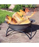 23.5-Inch Fire Wood-Burning Cast Iron Fire Pit Bowl and Stand - Dark Gray