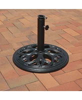18-Inch Cast Iron Patio Umbrella Base - Heavy-Duty Round Metal Outdoor Market Umbrella Stand - 24 lbs - Black
