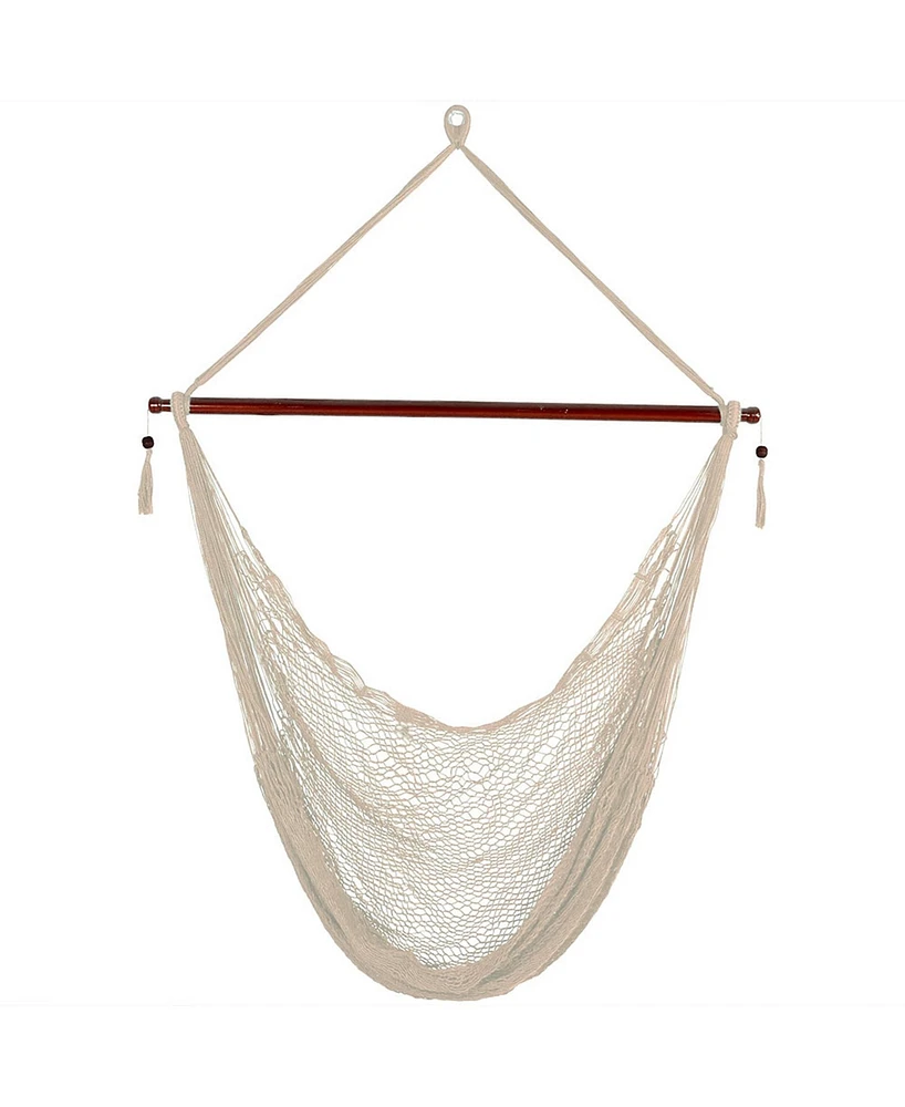 Caribbean Xl Hanging Hammock Chair - Soft-Spun Polyester Rope - 300-Pound Capacity - Cream