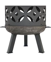 Sunnydaze Decor 26-Inch Cast Iron Retro Fire Pit Bowl with Handles and Spark Screen