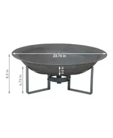 Sunnydaze Decor 24-Inch Cast Iron Modern Fire Pit Bowl with Stand - Lightweight and Portable Design