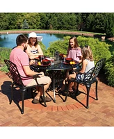 5-Piece Cast Aluminum Patio Dining Set - 4 Chairs and Table - 41" Diameter Table - Black