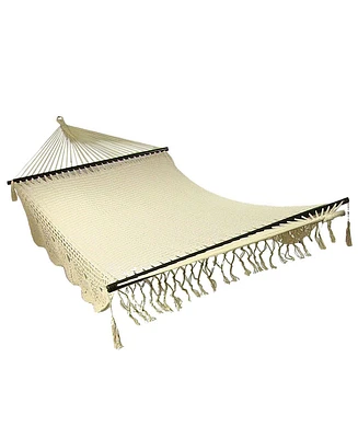 Sunnydaze Decor Deluxe Handwoven American Style Cotton Hammock -770-Pound Weight Capacity - Natural