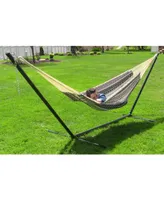 Sunnydaze Decor Handwoven Mayan Family Hammock with 15-Foot Stand - 400-Pound Capacity Black Black/Natural