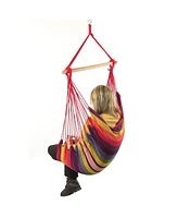 Double Cushion Hanging Rope Hammock Chair Swing for Backyard and Patio - 265 lb Weight Capacity - Sunset