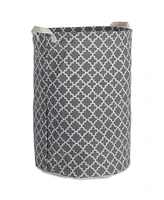 Design Imports Polyethylene Coated Cotton Polyester Laundry Hamper Lattice Round