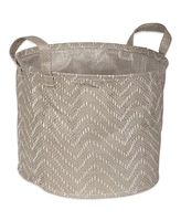 Design Imports Polyethylene Coated Woven Paper Laundry Bin Tribal Chevron Stone Round Small Set of 2