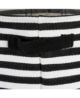 Design Imports Polyethylene Coated Herringbone Woven Cotton Laundry Bin Stripe Rectangle Set of