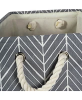 Design Imports Polyester Bin Herringbone Square