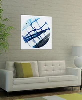 Empire Art Direct Blue Stripes 2 Frameless Free Floating Tempered Glass Panel Graphic Abstract Wall Art, 38" x 38" x 0.2"