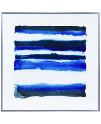 Empire Art Direct Shorebreak Abstract A on Reverse Printed Art Glass and Anodized Aluminum Frame Wall Art, 24" x 24" x 1"