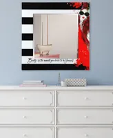 Empire Art Direct Fashion Square Beveled Wall Mirror on Free Floating Reverse Printed Tempered Art Glass, 36" x 36" x 0.4"