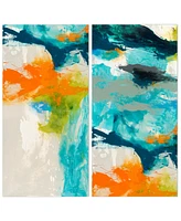 Empire Art Direct Tidal Abstract 1 and 2 Frameless Free Floating Tempered Glass Panel Graphic Wall Art, 48" x 24" x 0.2"