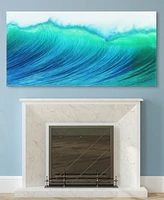 Empire Art Direct Blue Wave Frameless Free Floating Tempered Art Glass Wall Art by Ead Art Coop, 36" x 72" x 0.2"