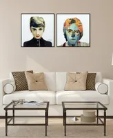 Empire Art Direct Audrey Homage to John Reverse Printed Art Glass Collection and Anodized Aluminum Frame Glass Wall Art, 24" x 24" x 1"