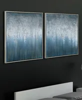 Empire Art Direct Blue Rain Textured Metallic Hand Painted Wall Art Set by Martin Edwards, 36" x 36" x 1.5"