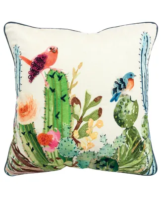 Rizzy Home Floral Polyester Filled Decorative Pillow, 20" x 20"