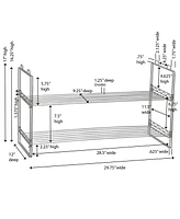 2 Tier Shoe Rack, Stackable Wire Frame, Holds 6 to 8 Pairs of Shoes, Great for Smaller or Larger Footwear, Additional Shelving, Chromelike Finish