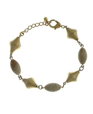 T.r.u. by 1928 Gold Tone Genuine River Stone Beaded Bracelet