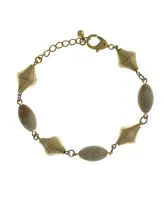 T.r.u. by 1928 Gold Tone Genuine River Stone Beaded Bracelet