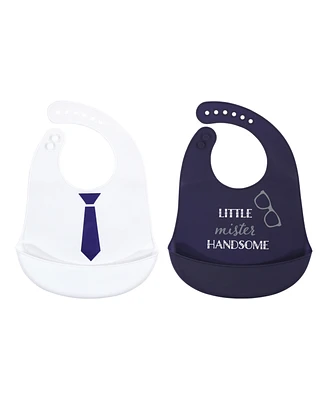 Hudson Baby Infant Boy Silicone Bibs 2pk, Little Mister Handsome, One Size
