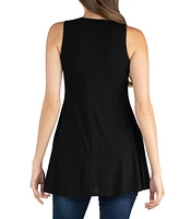 24seven Comfort Apparel Women's Scoop Neck Sleeveless Tunic Top