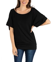 24seven Comfort Apparel Loose Fit Dolman with Wide Sleeves Top