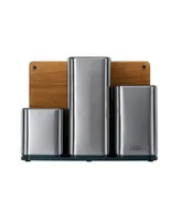 Joseph Joseph CounterStore Stainless Steel Organizer with Oak Chopping Board