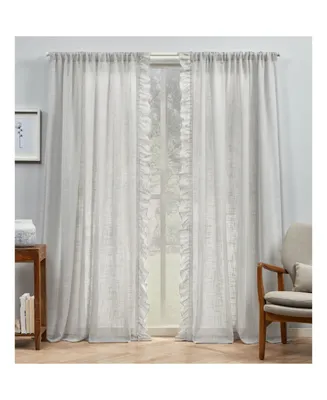 Exclusive Home Curtains Jacinta Flippable Side Ruffle Sheer Rod Pocket Curtain Panel Pair, 54" x 96", Set of 2