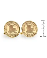 American Coin Treasures Gold-Layered 2004 Keelboat Rope Bezel Coin Cuff Links