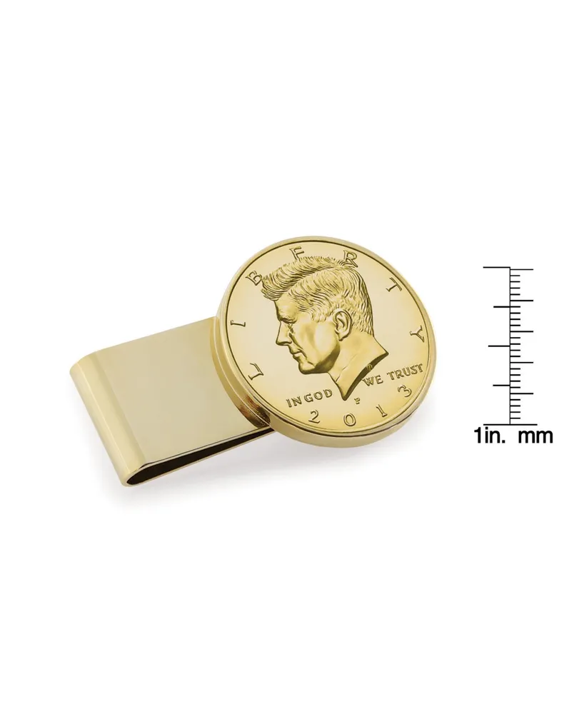 Men's American Coin Treasures Gold-Layered Jfk Half Dollar Stainless Steel Coin Money Clip