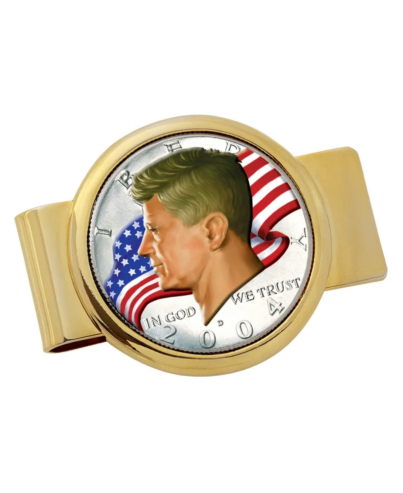 Men's American Coin Treasures Jfk Half Dollar Colorized American Flag Coin Money Clip