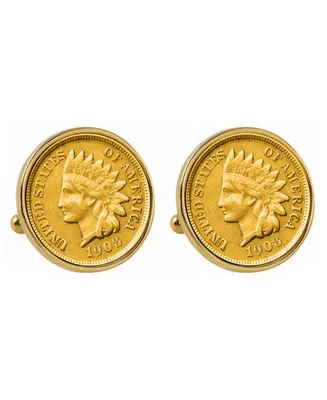 American Coin Treasures Gold-Layered Indian Penny Bezel Coin Cuff Links