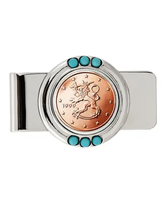 Men's American Coin Treasures Finland 2 Euro Coin Turquoise Money Clip