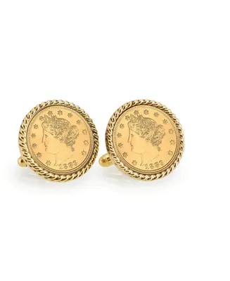 American Coin Treasures Gold-Layered Liberty Nickel Rope Bezel Coin Cuff Links